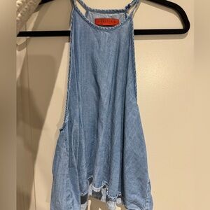Blue jean spaghetti strap halter tank
